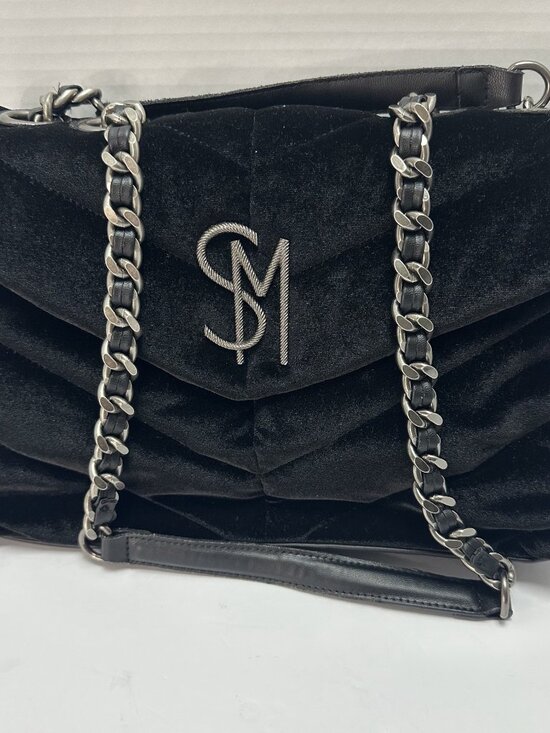 Steve Madden Black Velvet Shoulder Bag Chain Strap Y2K - Picture 1 of 11